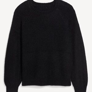 Cozy Shaker-Stitch Pullover Sweater  Black